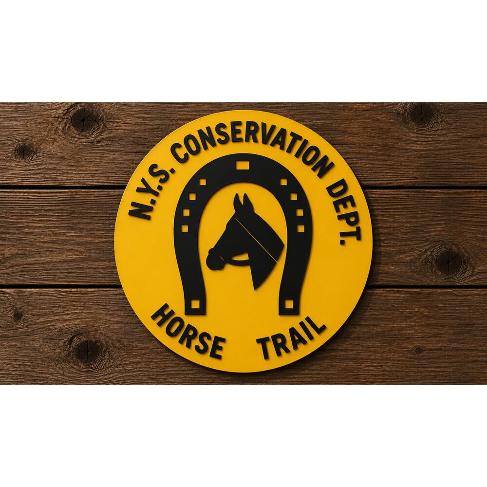 New York State Conservation Department Horse Trail Sign Camp Hike Park Forest